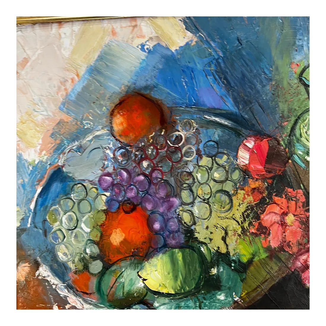 1980s California Art by Barbara West the Green Jug Signed: AMBIANIC presents artist Barbara West, The Green Jug Abstract still life Oil on Masonite board Signed and framed. 29.38 x 25.5 x 2 d, art 23.5 x 19.5 Original vintage condition See images please.