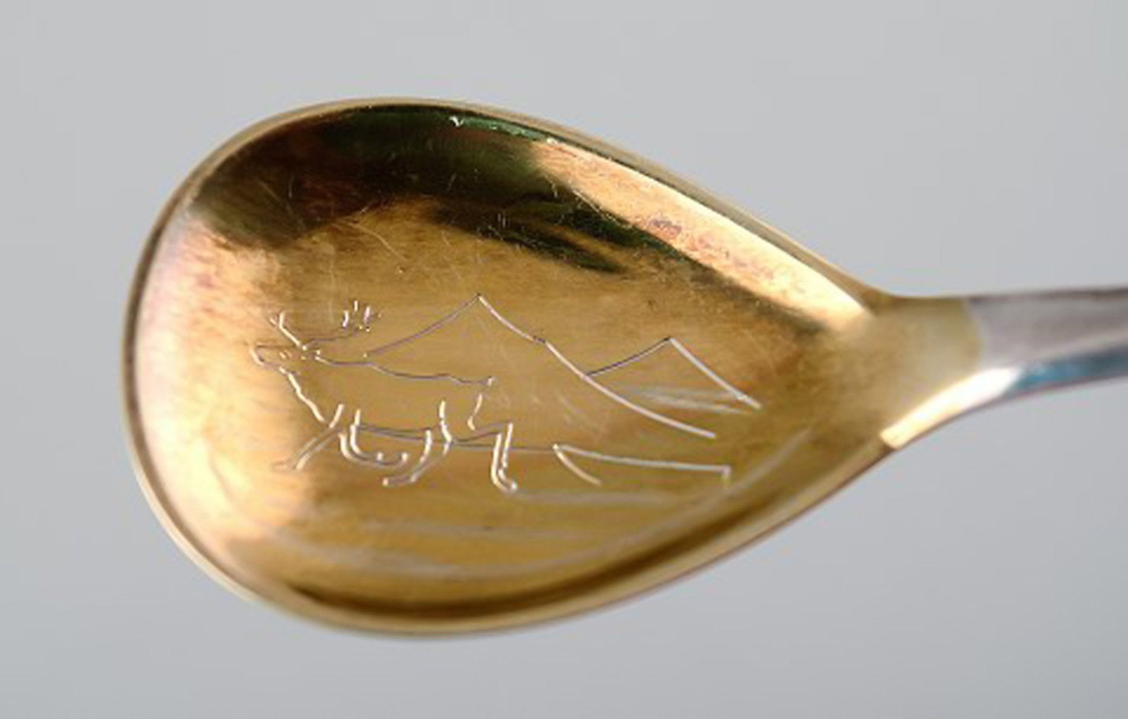 Sami/Lapps spoons in silver. Motif of moose and man in national costume. 2 pcs. in stock. - 2
