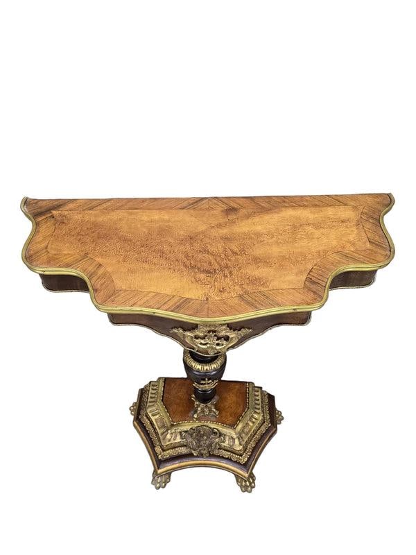 Vintage French Louis XV Style Walnut & Gilt Bronze Console Table - 6