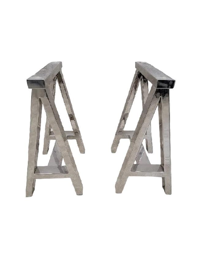 Vintage Contemporary Modern Chrome Sawhorse Adjustable Table/Desk - 3