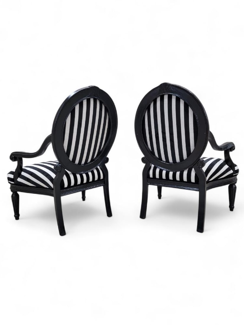Vintage French Louis Style Chairs Newly Reupholstered - Pair - 3