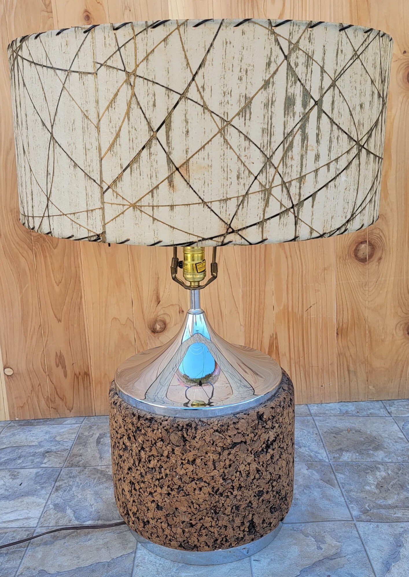 Mid Century Modern Cork Table Lamp - 3