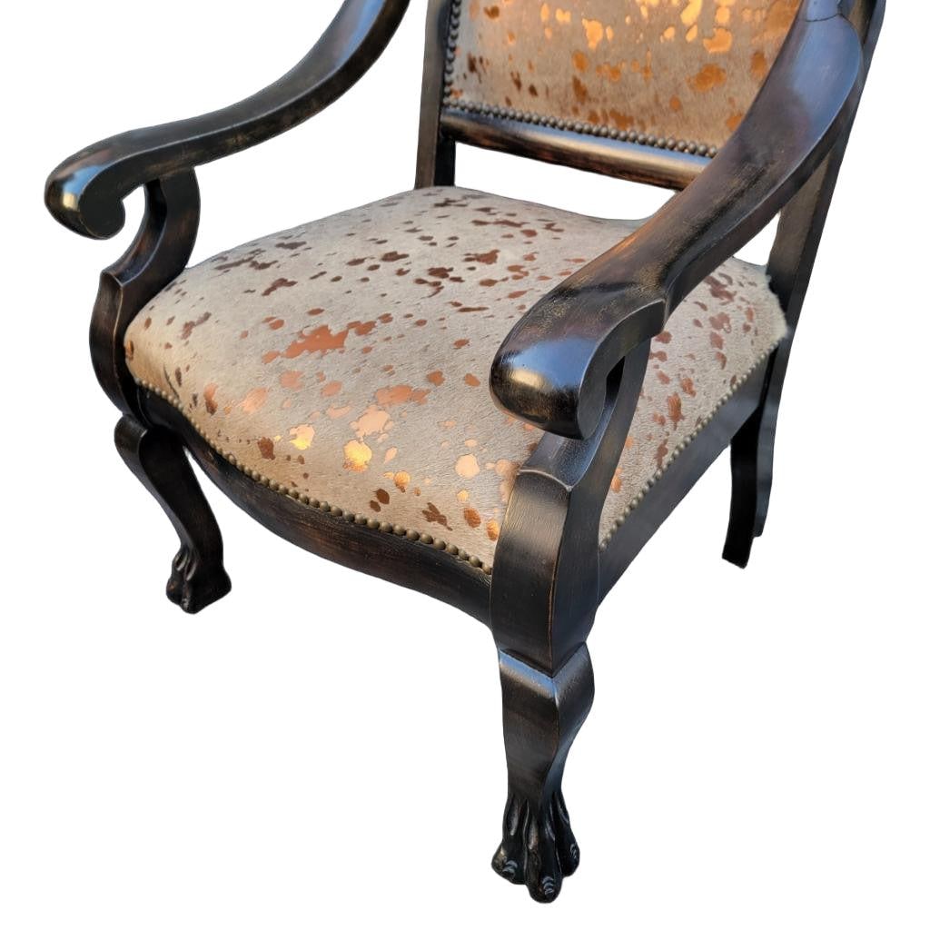 Antique French Baroque Style Accent Chair Newly Reupholstered - 4