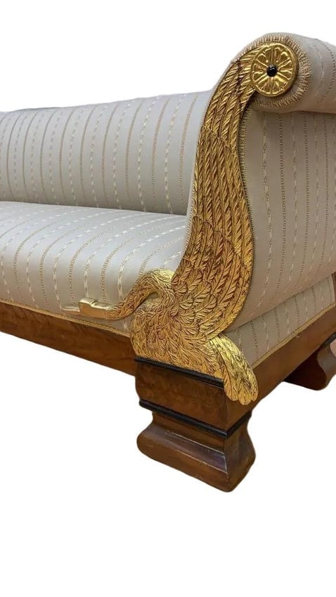 Antique Biedermeier Style Carved Goose Sofa - 7