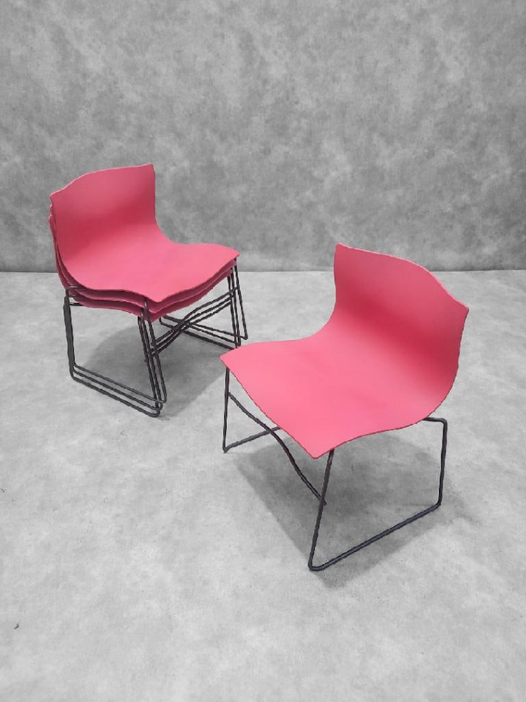 Mid Century Modern Massimo Vignelli for Knoll International Handkerchief Chairs in Red - 4 Piece Set - 7