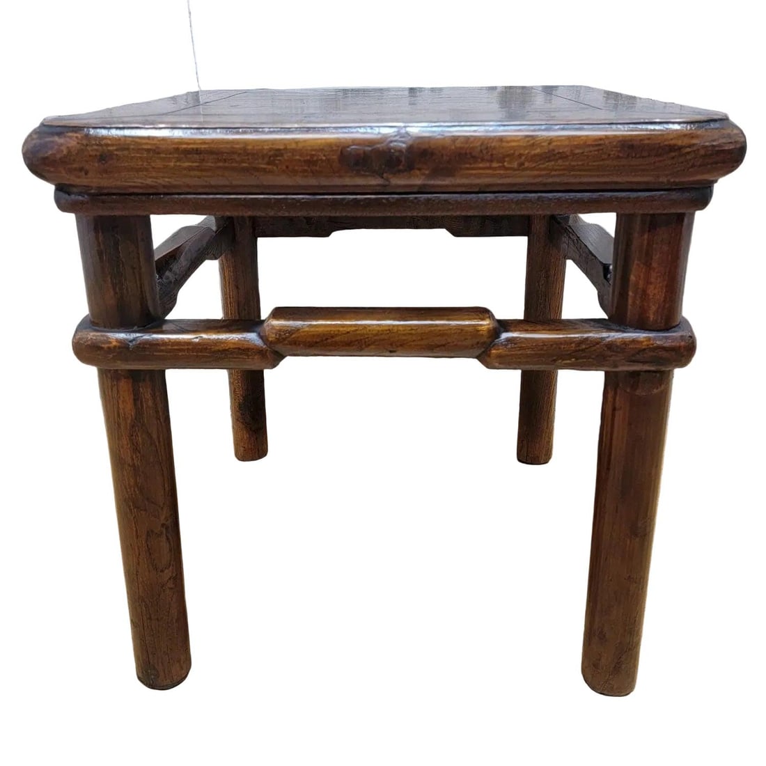 Antique Shanxi Province Geometric Frieze Elm Side Table - 2