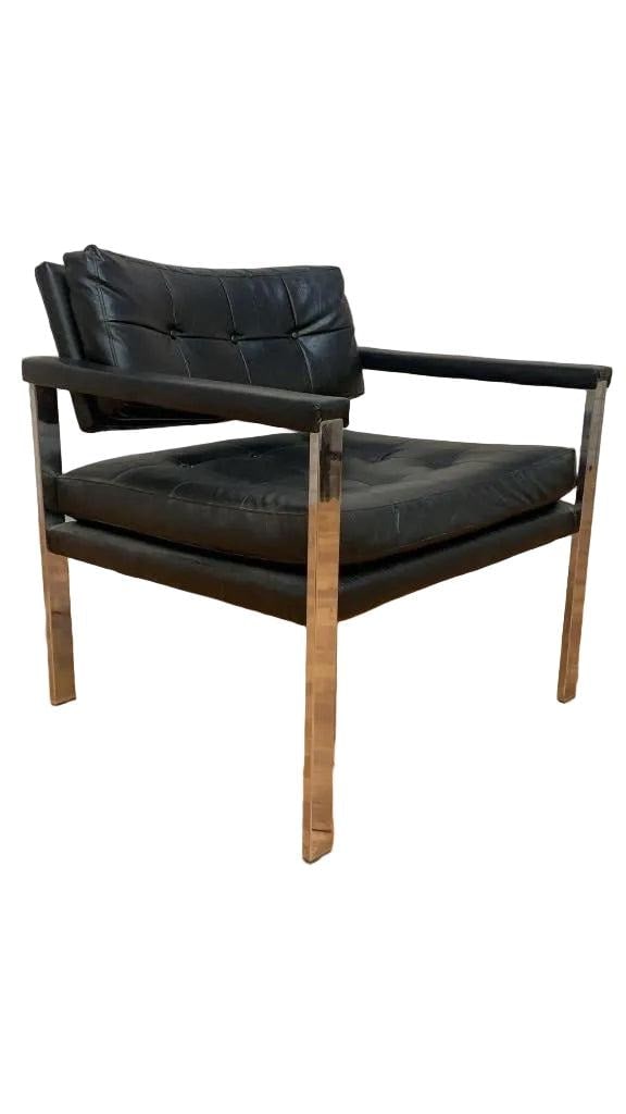 MCM Milo Baughman Style Chrome Flat Bar Chair - 2