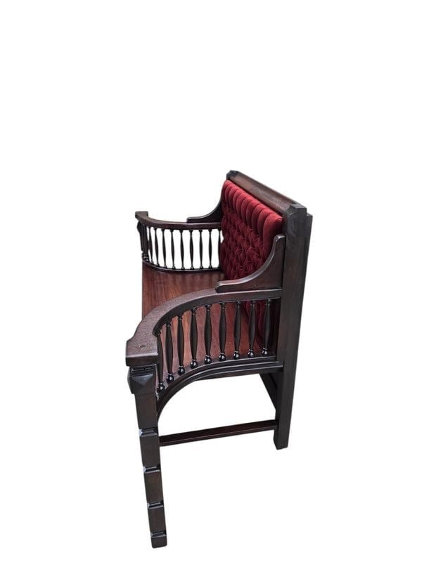 Antique Eastlake Victorian Style Upholstered Back Bench - 2