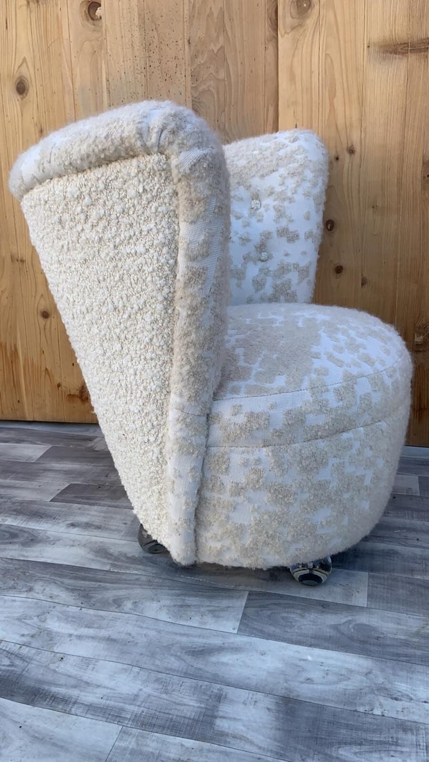 Mid Century Modern Asymmetrical Corkscrew Lounges Newly Upholstered in Boucle - Pair - 2