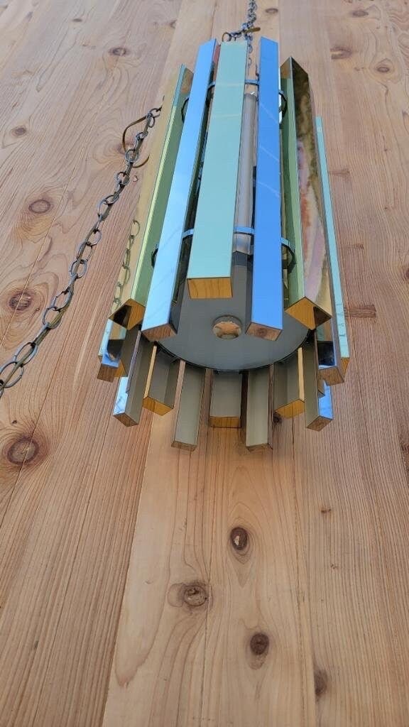 Mid Century Modern Gaetano Sciolari Brass & Chrome Pendant - 3