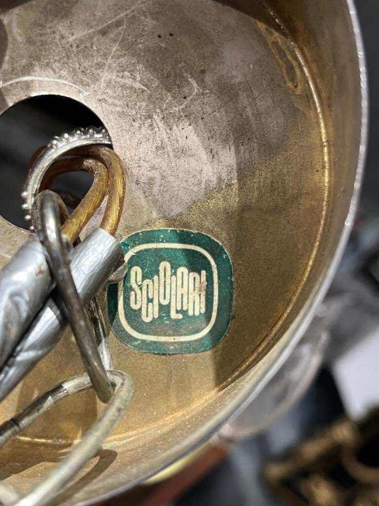 Mid Century Modern Gaetano Sciolari Brass & Chrome Pendant - 5