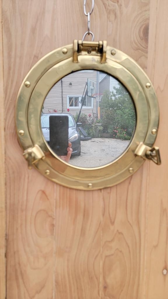 Vintage Nautical Brass Porthole Mirror - 3