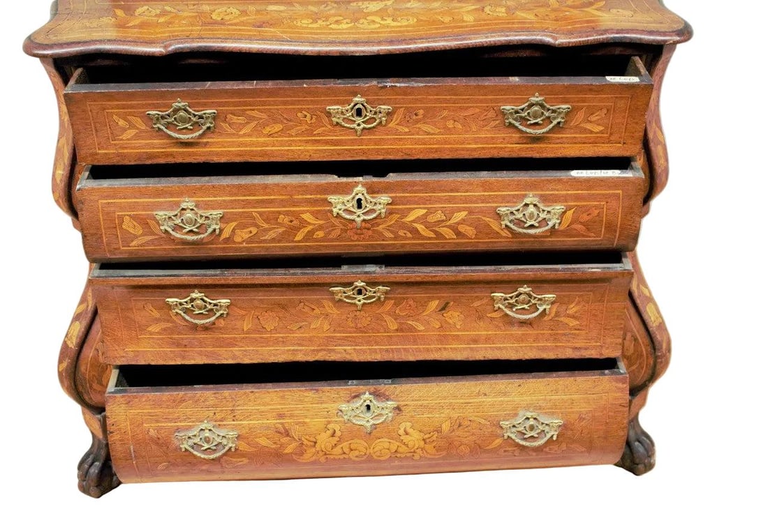 Antique Dutch Marquetry Display Vitrine Cabinet - 7