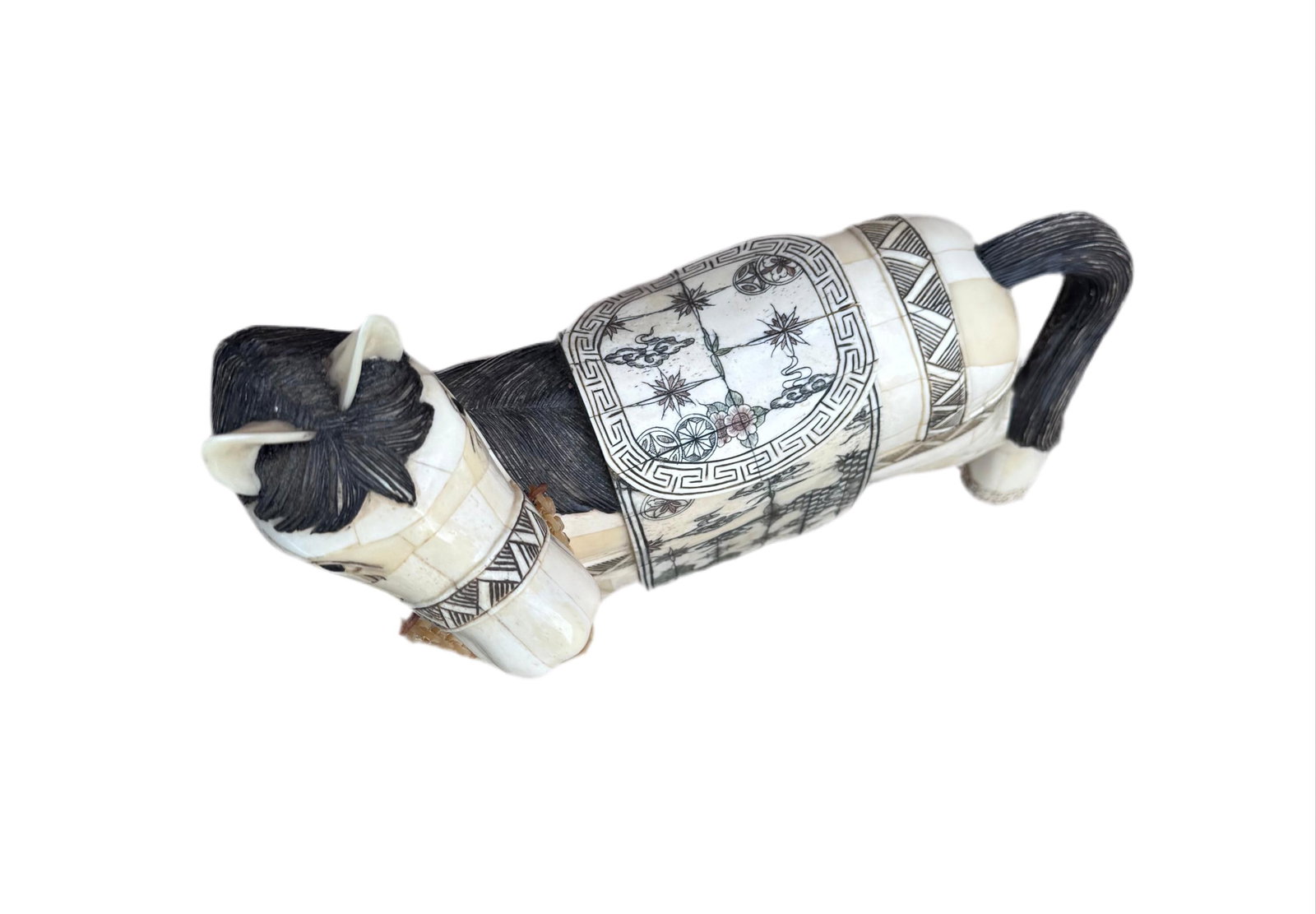 Vintage Tessellated Bone Tile Horse Statue - 7