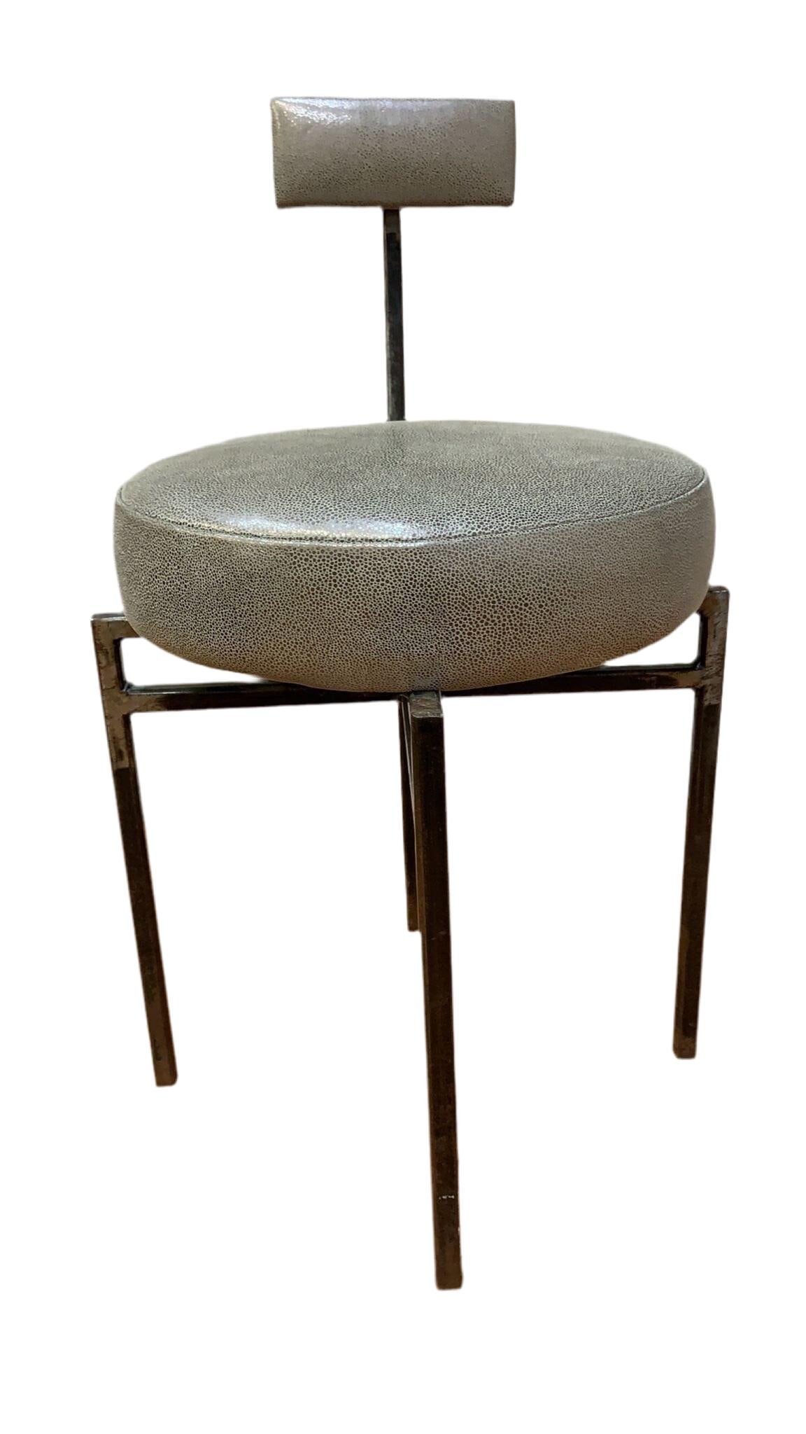 Vintage Modernist Forged Iron Accent Chair Newly Reupholstered - 4
