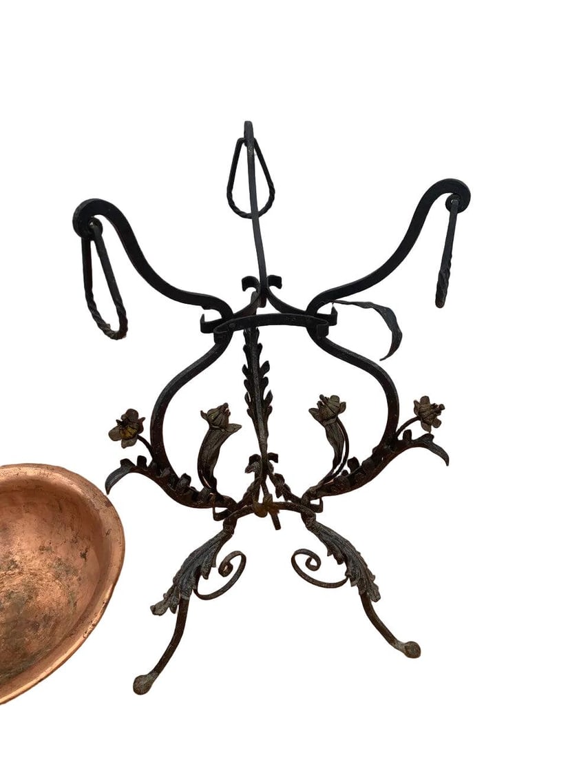 Antique Wrought Iron and Copper Planter - 4