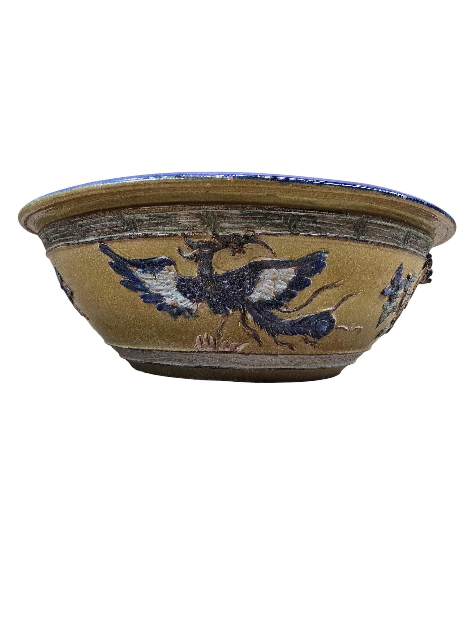 Antique Yellow and Blue-Glazed Planter Pot from Guangdong Province - 4