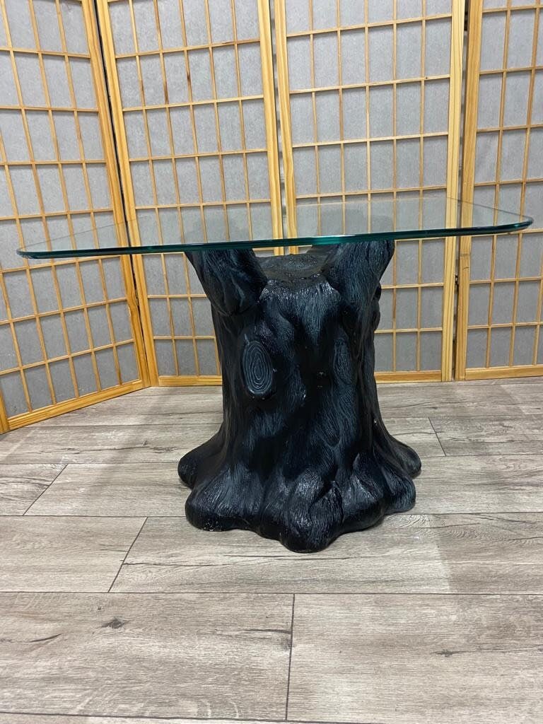Hollywood Regency Style Black Figural Tree Stump Side Table - Pair - 2