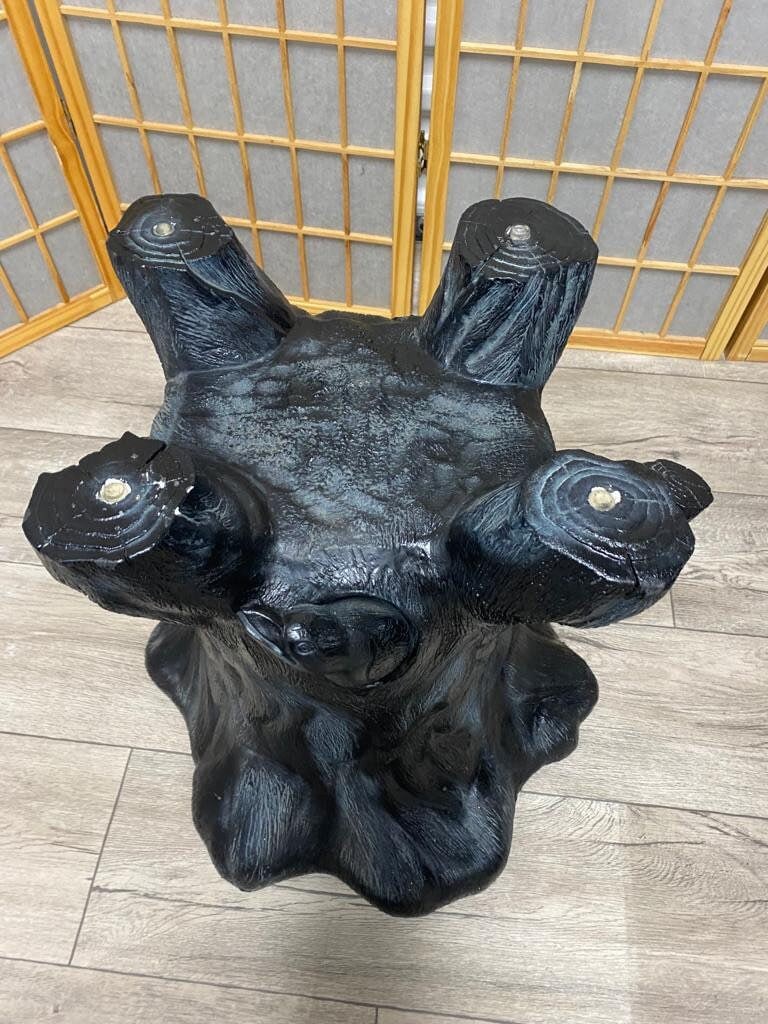 Hollywood Regency Style Black Figural Tree Stump Side Table - Pair - 9