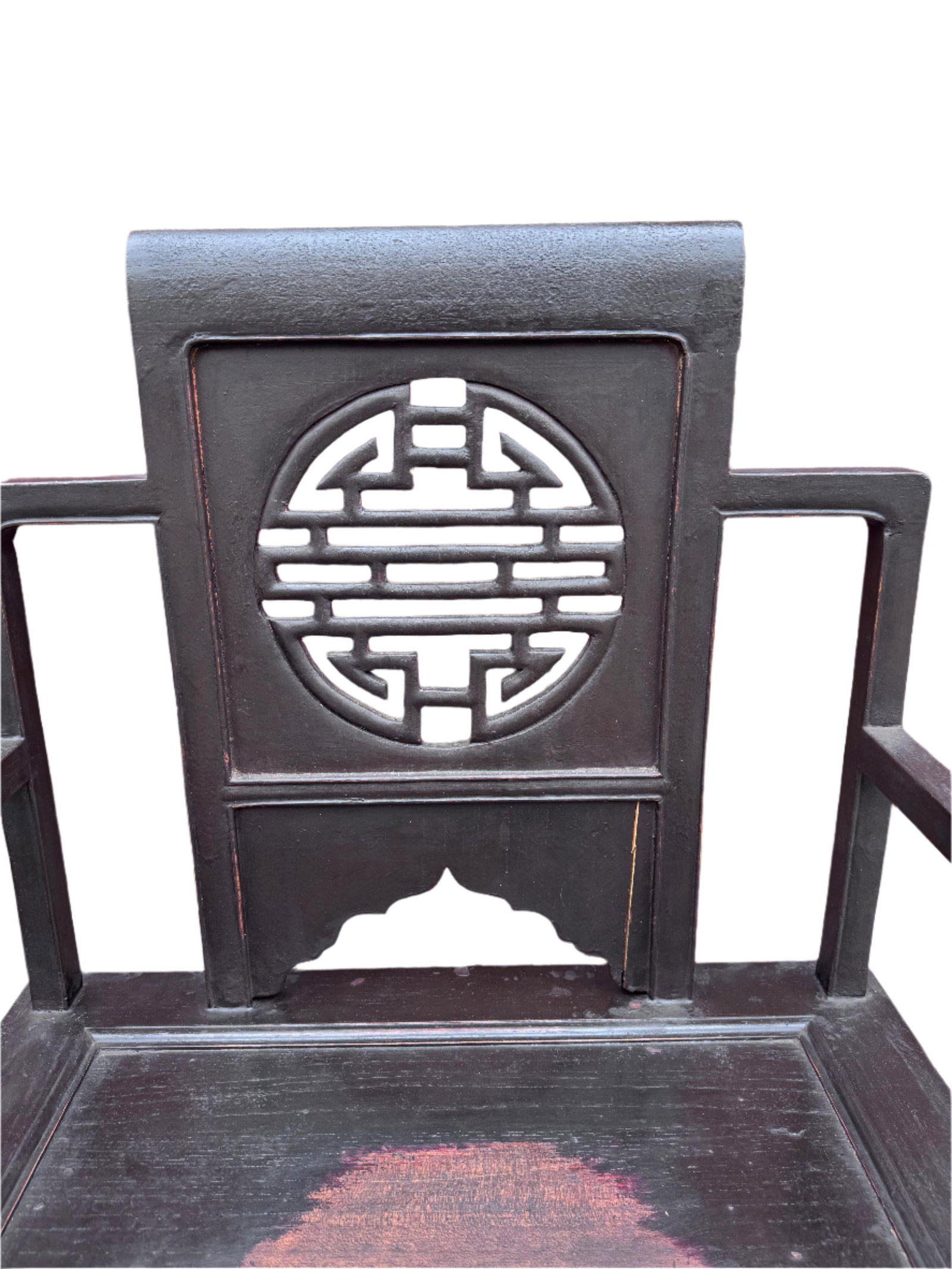 Antique Shanxi Province Carved Throne Chairs - Pair - 2