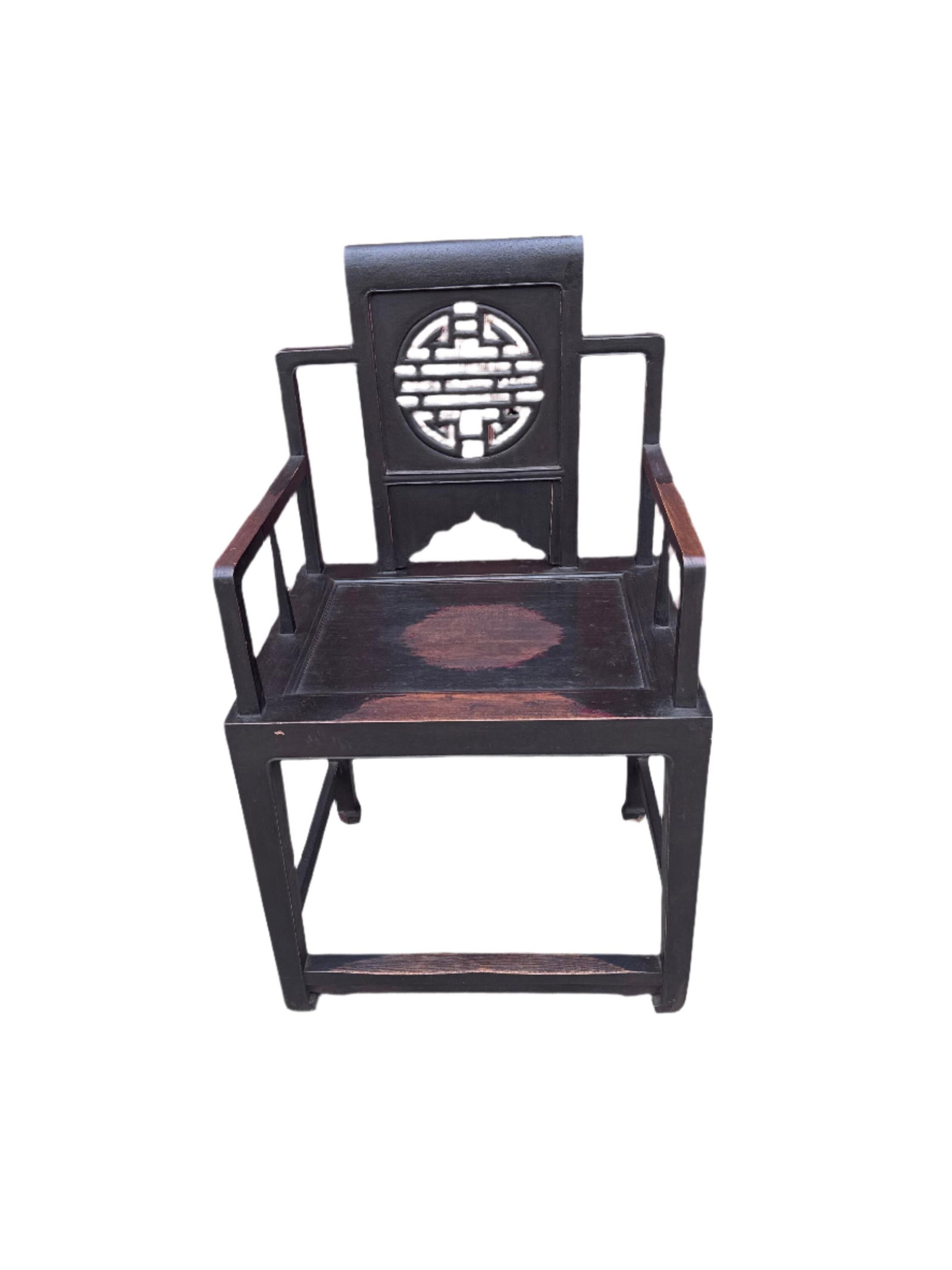 Antique Shanxi Province Carved Throne Chairs - Pair - 3
