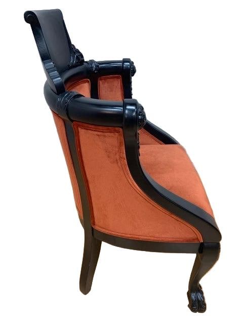 Victorian Figural Ebonized Frame Tub Chair - 2
