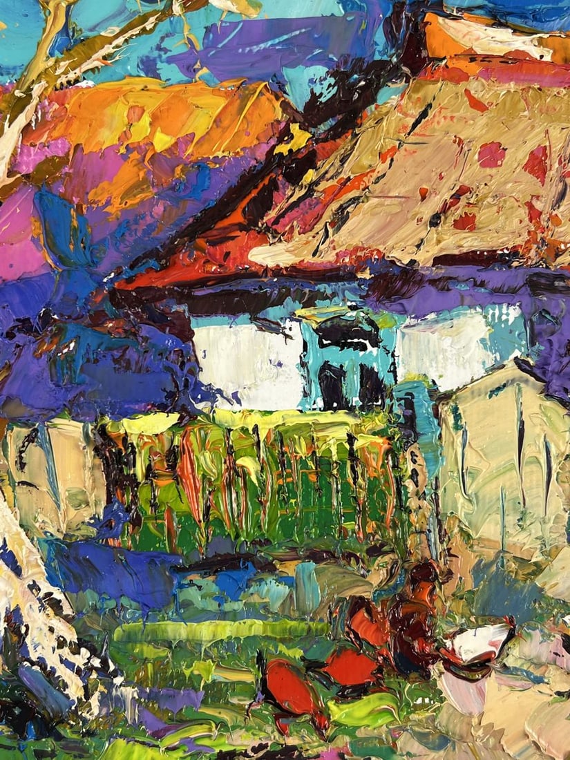 Oil painting Chickens in Front of the House Oksana Ivanyuk - 8