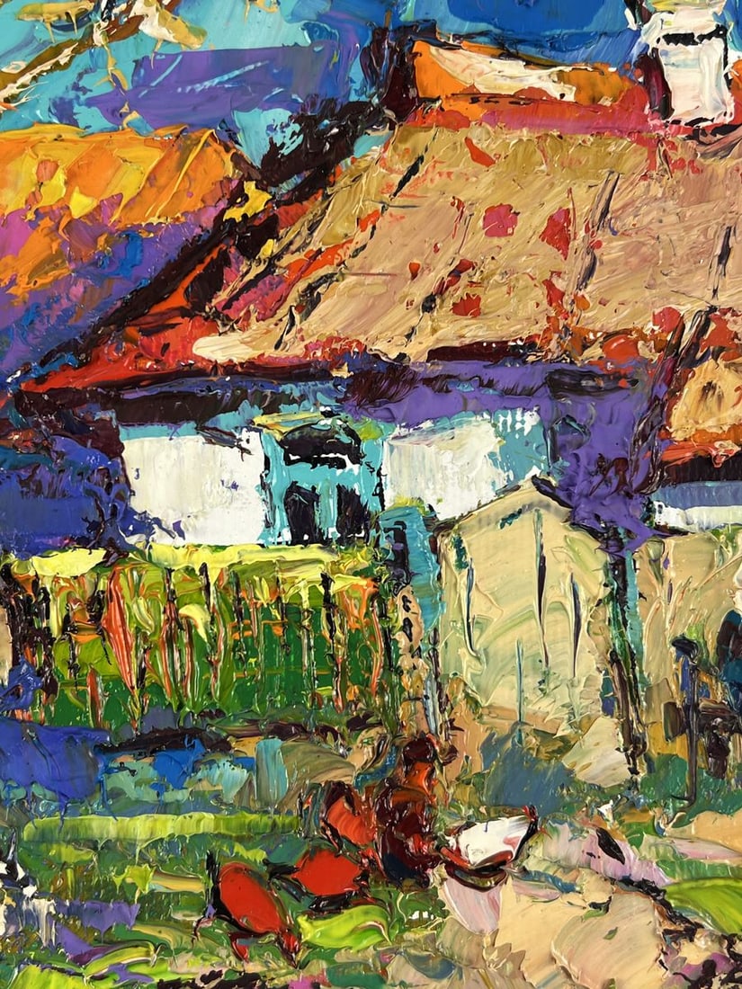 Oil painting Chickens in Front of the House Oksana Ivanyuk - 9