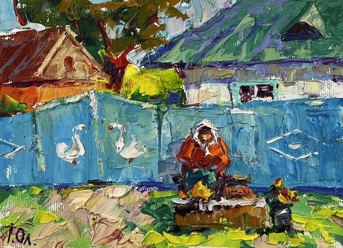 Oil painting Near the House in the Village Oleksiy Ivanyuk - 3