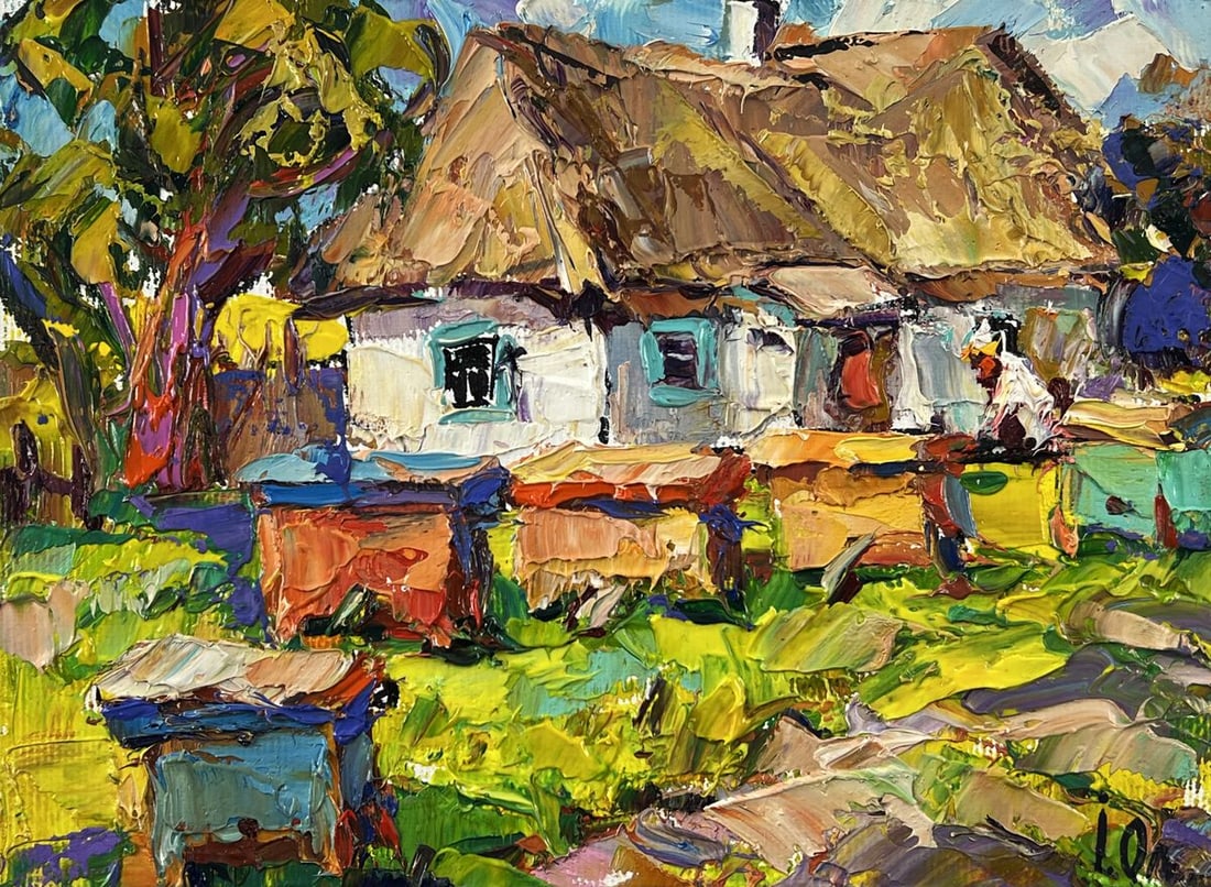 Oil painting Bee Apiary in the Village Oleksiy Ivanyuk - 3