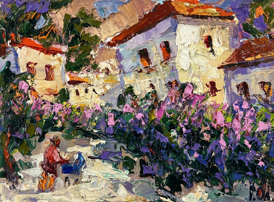 Oil painting Elderberry is blooming in the city Oleksiy Ivanyuk - 3