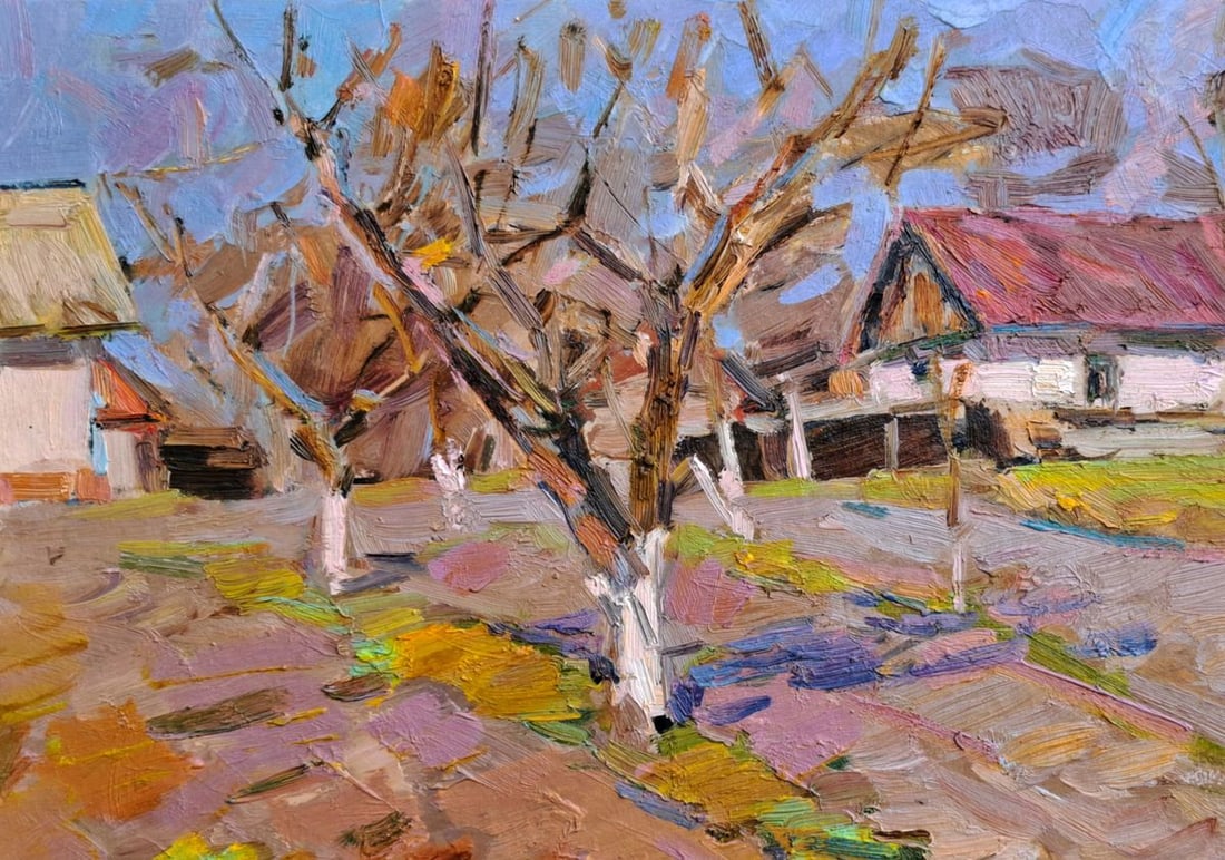 Oil painting March In The Yard Of The Hut Vyacheslav Pereta - 2