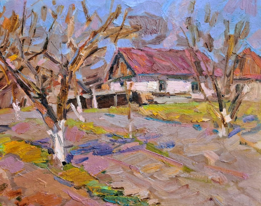 Oil painting March In The Yard Of The Hut Vyacheslav Pereta - 3