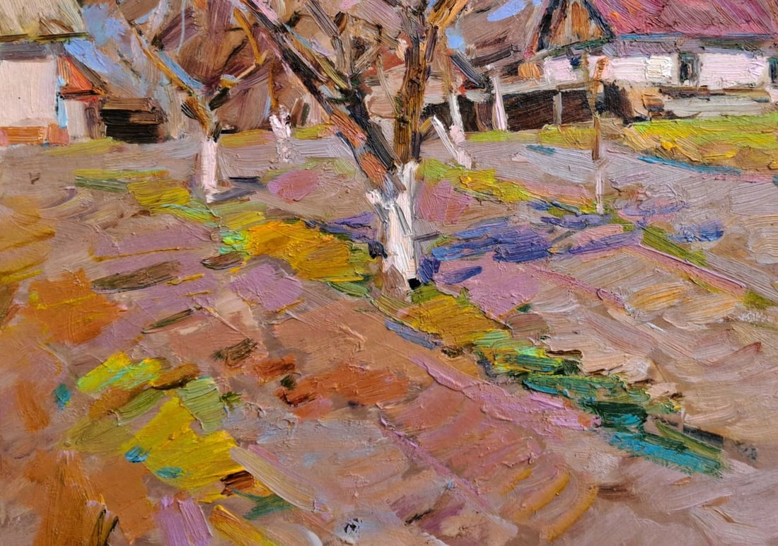 Oil painting March In The Yard Of The Hut Vyacheslav Pereta - 4