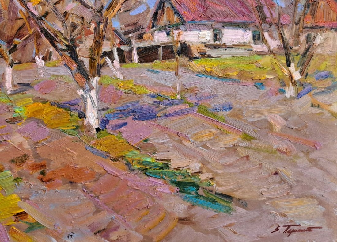 Oil painting March In The Yard Of The Hut Vyacheslav Pereta - 5