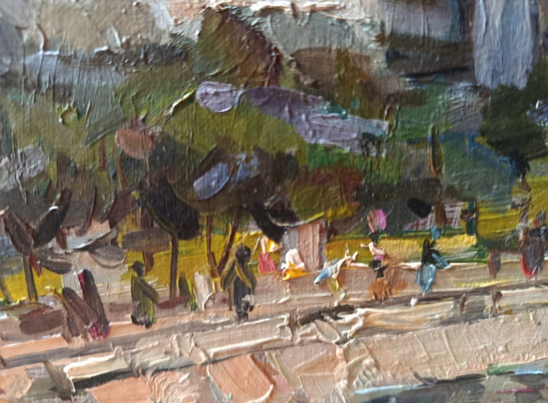 Oil painting The city embankment during the day Unknown artist - 5