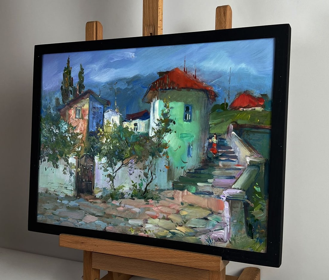 Oil painting City street stairs Yuriy Suprunchuk - 2