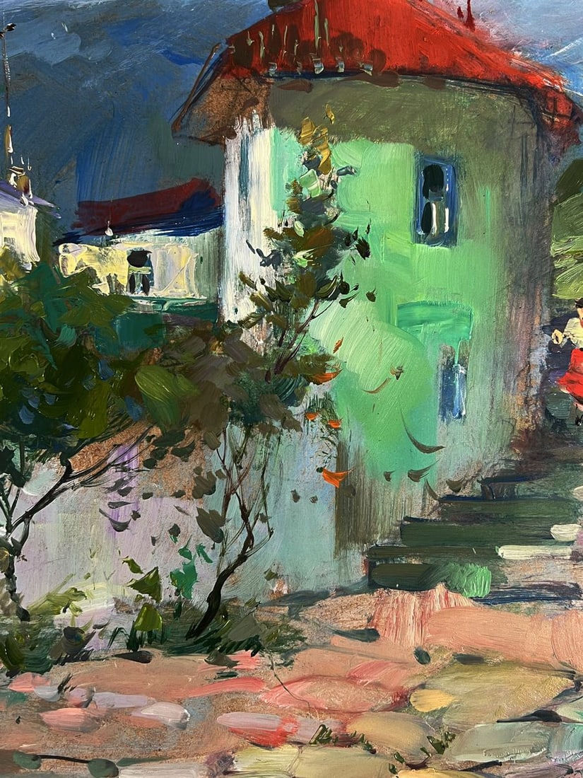 Oil painting City street stairs Yuriy Suprunchuk - 7
