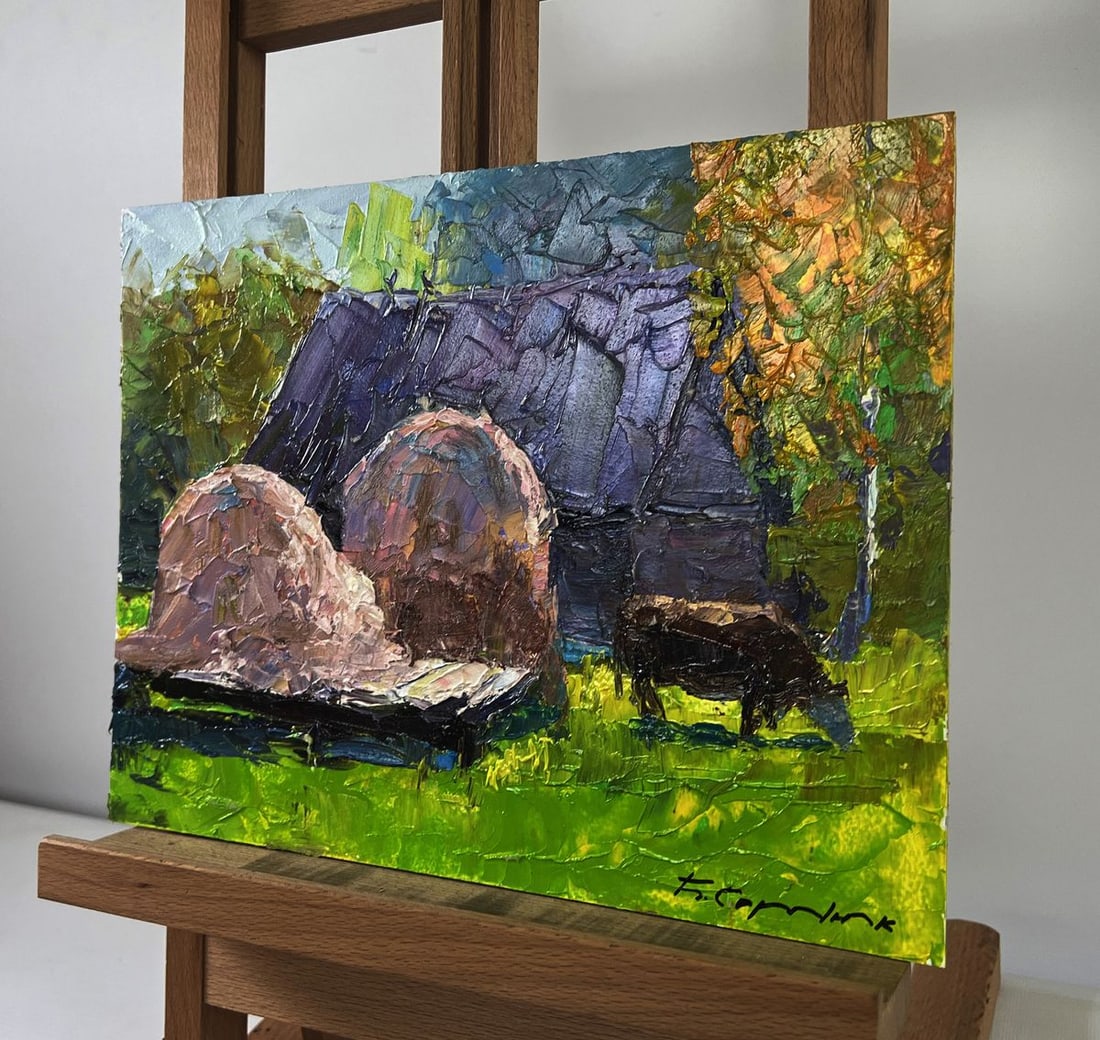Oil painting Lonely cow in a country field Boris Serdyuk - 2