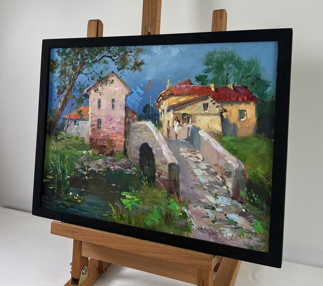 Oil painting The bridge leading to the village Yuriy Suprunchuk - 2