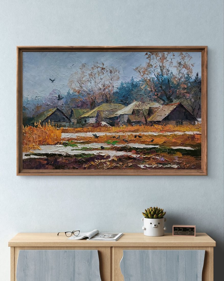 Oil painting The first snow fell in the village Boris Serdyuk - 2