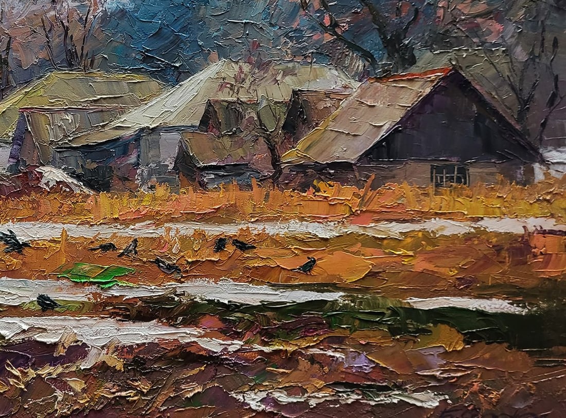 Oil painting The first snow fell in the village Boris Serdyuk - 7