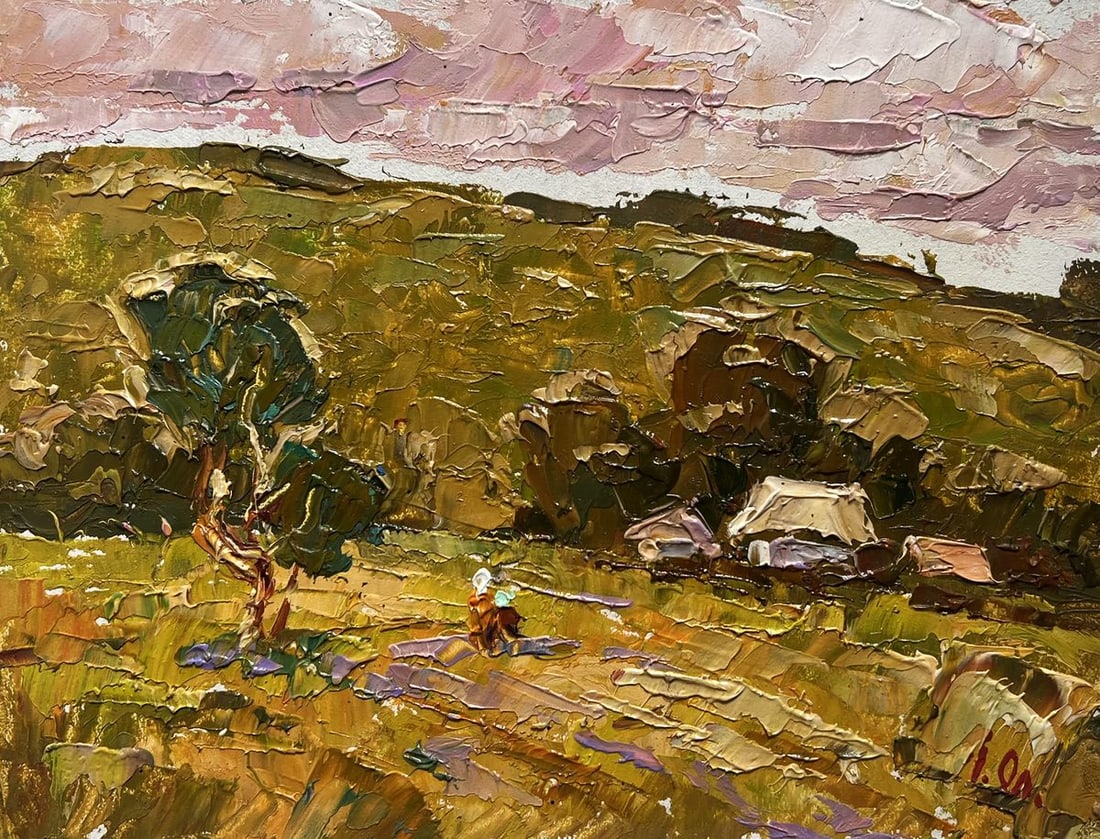 Oil painting A walk along the outskirts of the village Alex Kalenyuk - 3