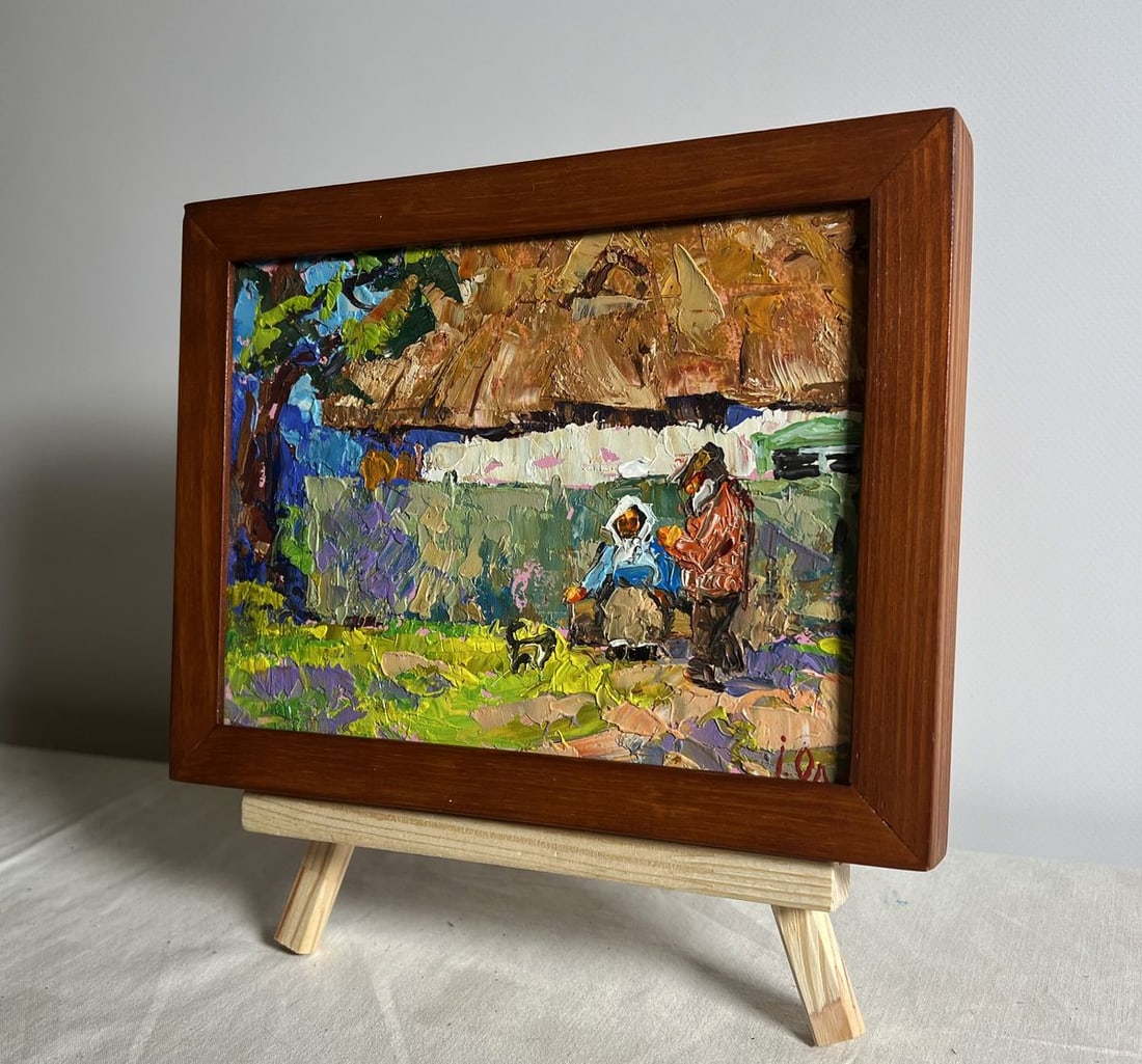 Oil painting Quiet village conversation Alex Kalenyuk - 2