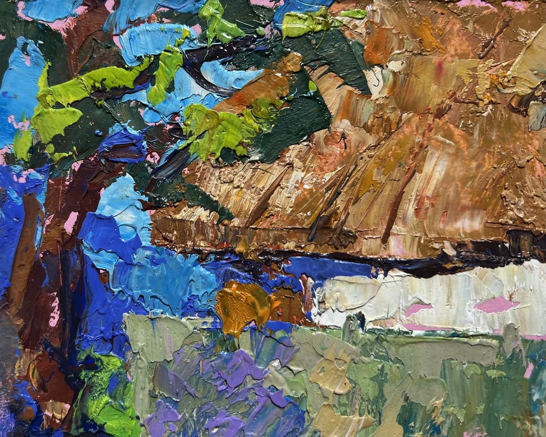 Oil painting Quiet village conversation Alex Kalenyuk - 4