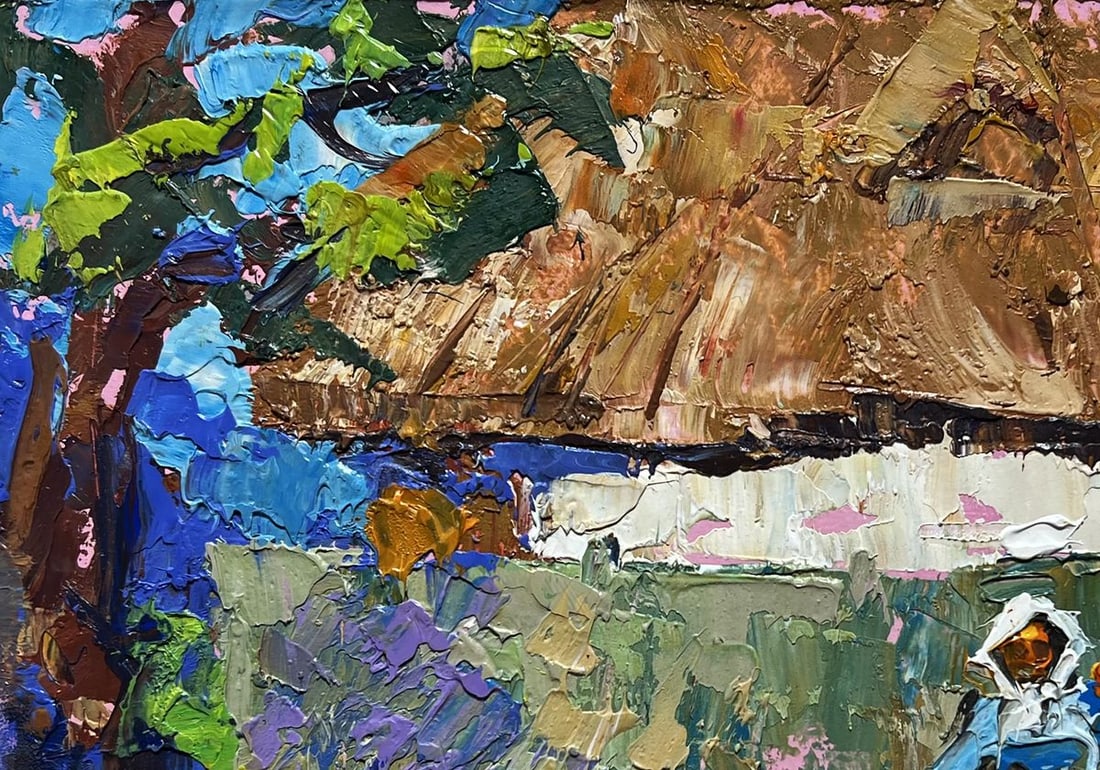 Oil painting Quiet village conversation Alex Kalenyuk - 7