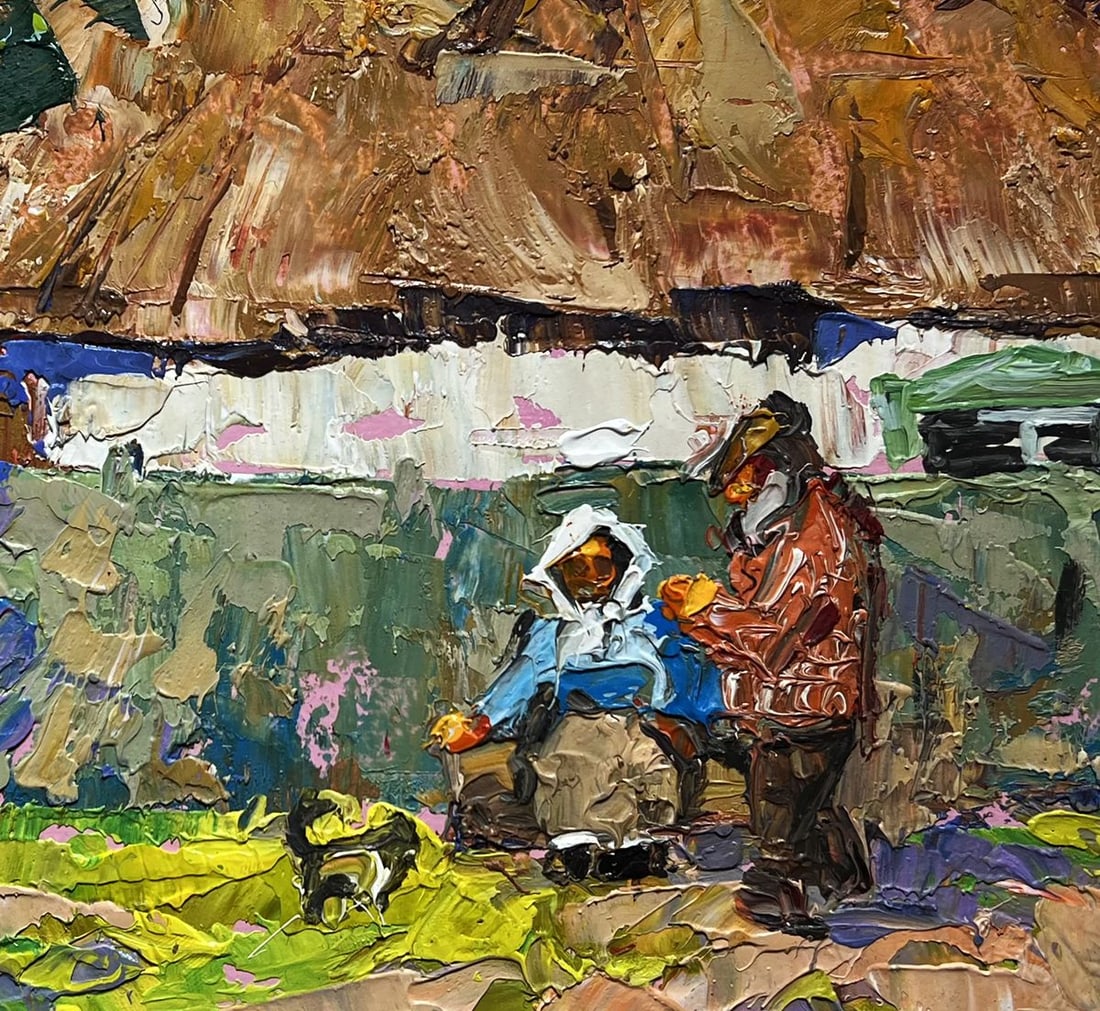 Oil painting Quiet village conversation Alex Kalenyuk - 8