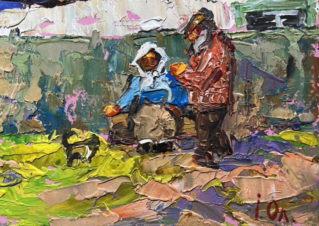 Oil painting Quiet village conversation Alex Kalenyuk - 9