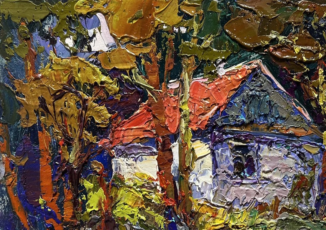 Oil painting A quiet corner in the village Oksana Kalenyuk - 7
