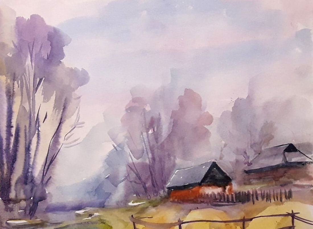 Watercolor painting The snow is melting Serdyuk Boris Petrovich - 3